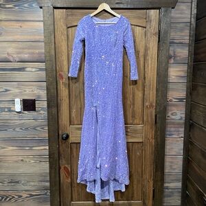 Elegant Lavender Sequin Prom Dress